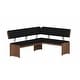 preview thumbnail 3 of 11, Somette Emily Modern Wood/Black Glass Dining Set with Nook