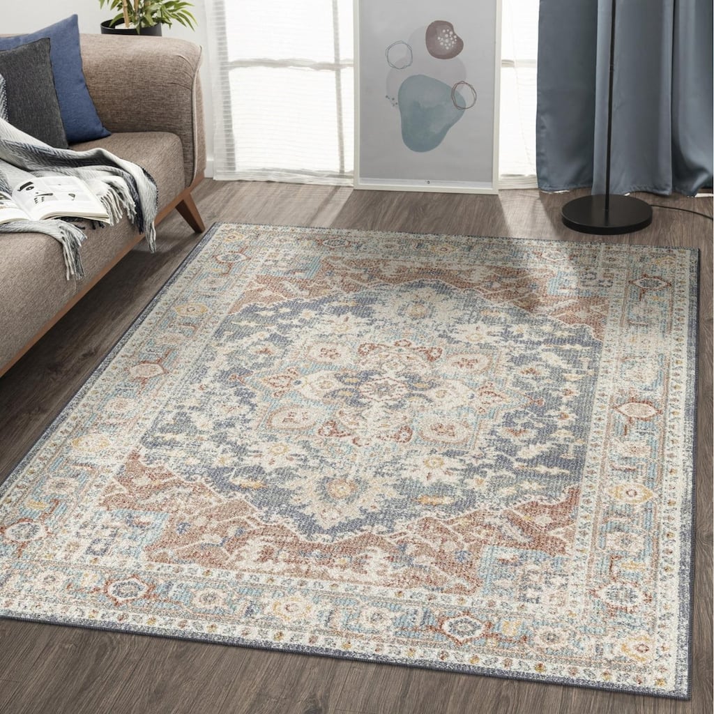 Luxe Weavers Floral Multicolor Medallion Indoor Area Rug for Bedrooms
