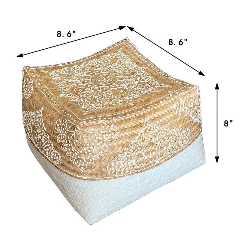 Set of 3 Rattan Boxes with Faded White Painting 8x8 6x6 5x5