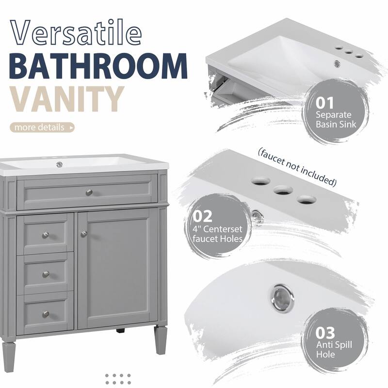 30'' Bathroom Vanity Set with Mirror Cabinet