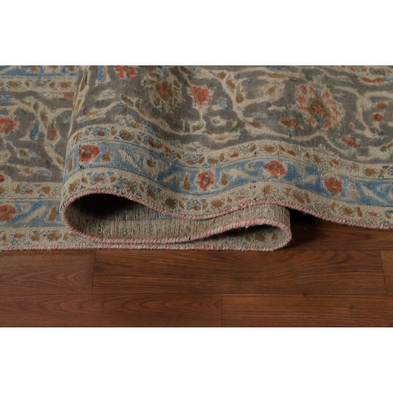 Traditional Gray Tabriz Persian Area Rug Hand-Knotted Wool Carpet - 7'11"x 11'5"