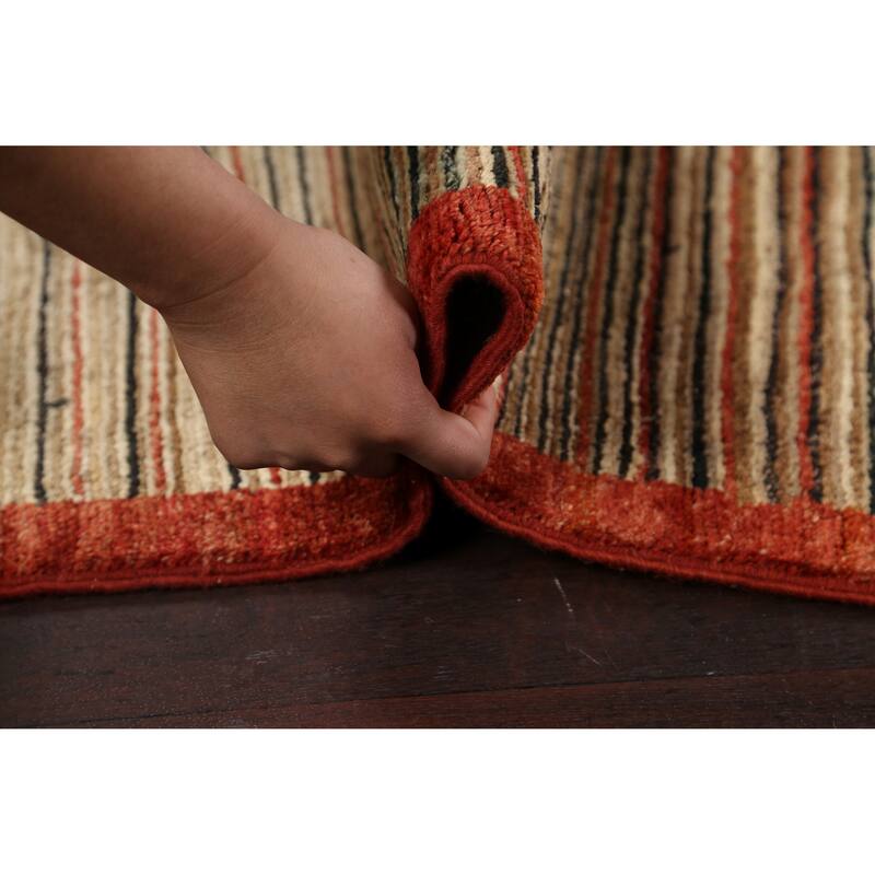 Modern Striped Gabbeh Kashkoli Oriental Area Rug Wool Handmade - 3'3" x 4'8"