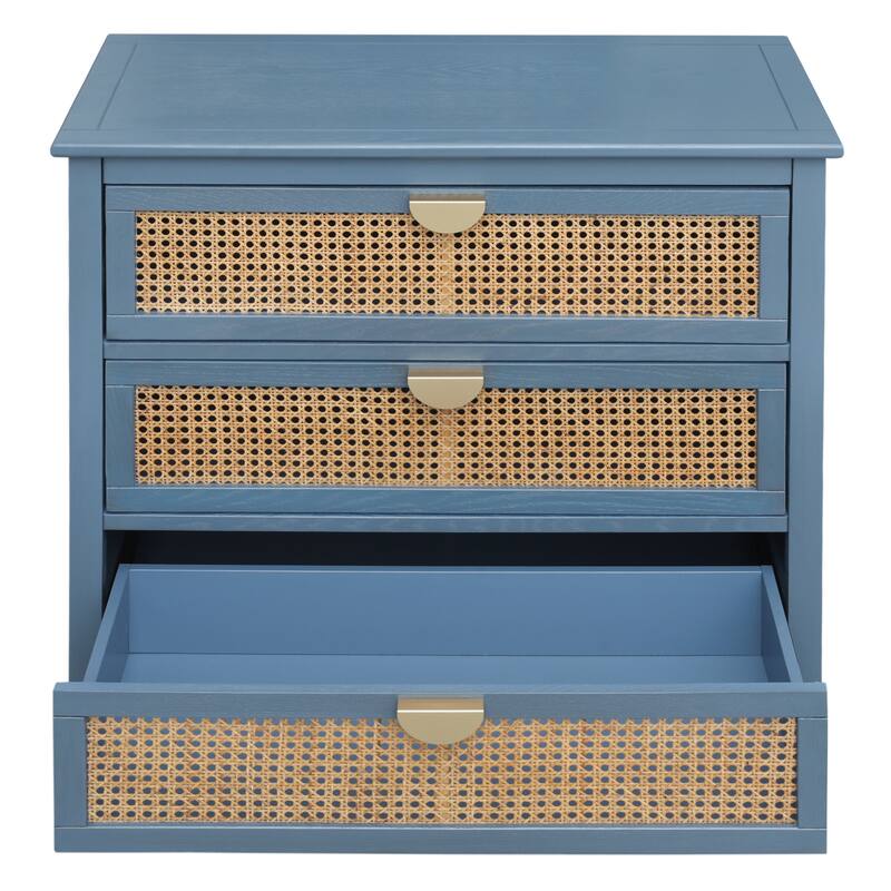 3 Drawer Natural Rattan Cabinet