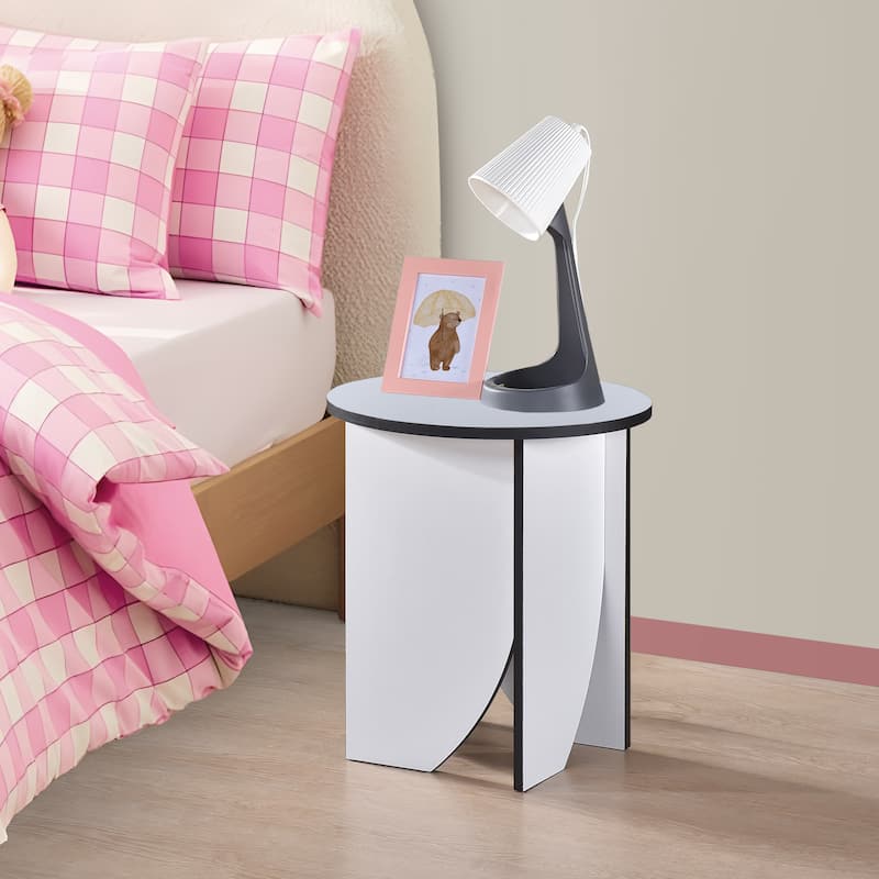 Zoe Modern Round Laminated Wood Accent End Table - White