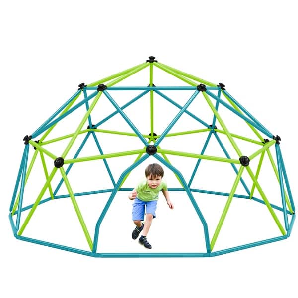 slide 2 of 30, Kids Climbing Dome Tower -13 ft Jungle Gym Geometric Playground Dome Climber Monkey Bars Play Center,Rust & UV Resistant Steel Blue+Green