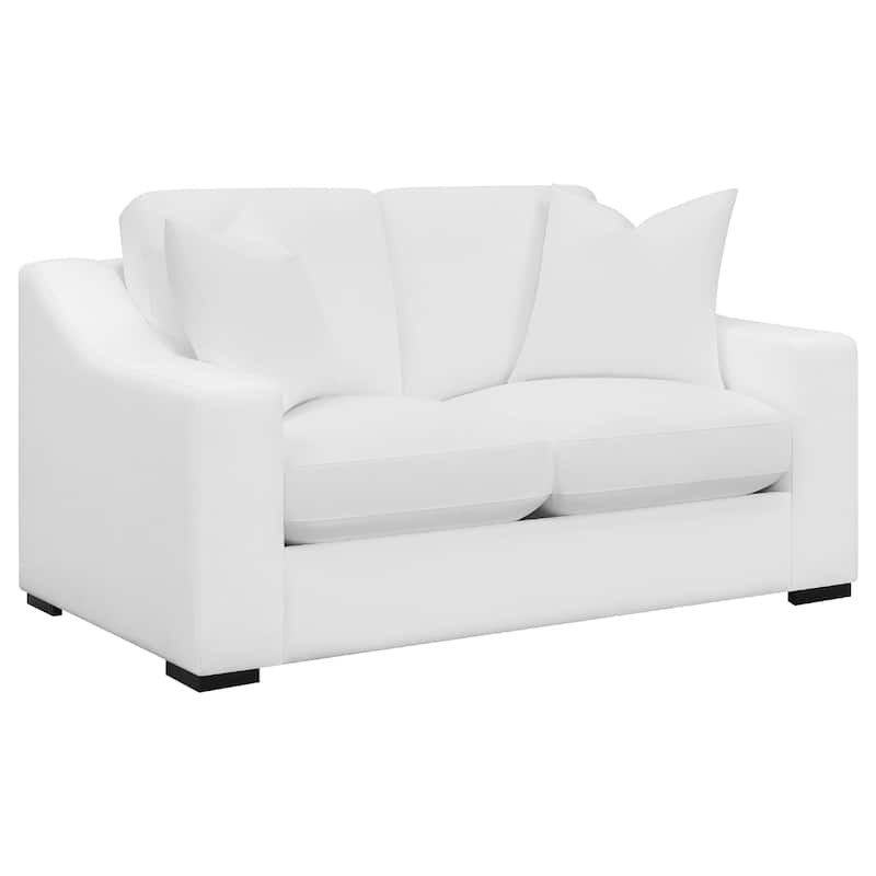 Shanice 2pc Living Room Sofa Set, 4 Accent Pillows, White Trillium