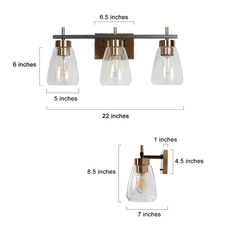 Marsie Modern Farmhouse Dimmable 3-light Vanity Lights Bracket Bathroom Wall Sconces - L 22"xW 7.1"xH 8.7"