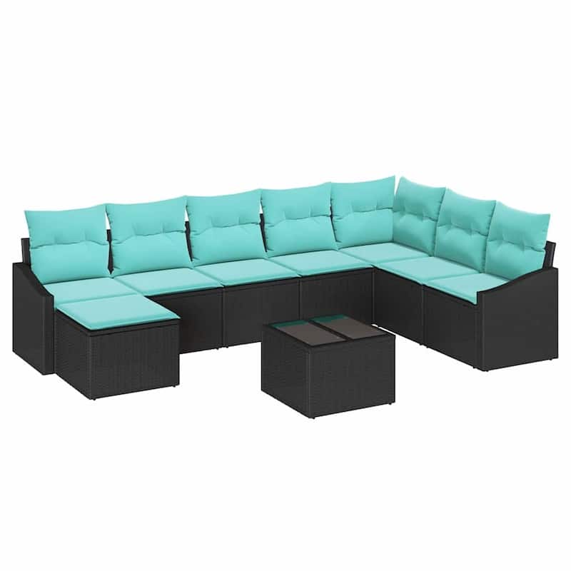 vidaXL 9 Piece Garden Sofa Set with Cushions - 113.6×70.3×46.1