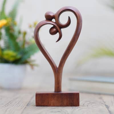 Novica Handmade Love Dancing Wood Statuette