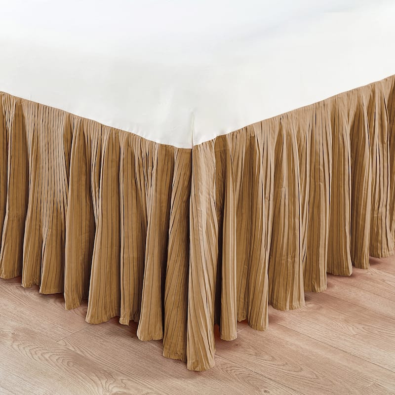 Serenta Pleated Bedskirt 18" Drop - Queen - Light brown