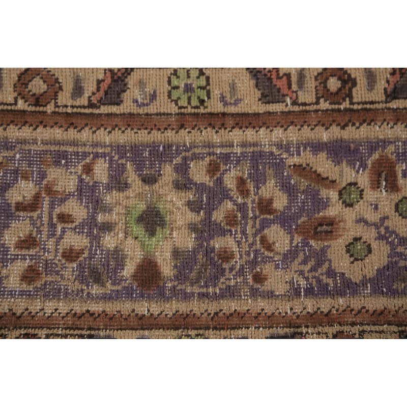 Light Blue Medallion Tabriz Persian Rug Floral Handmade Wool Carpet - 9'10"x 12'4"