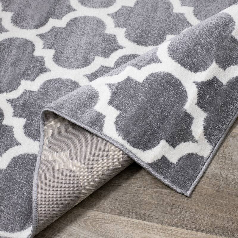 Covington Collection - Grey/Cream Ogee Pattern Rug