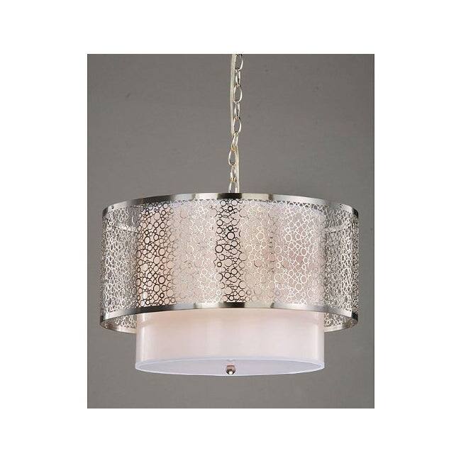 3-light Contemporary White Shade Chrome Chandelier