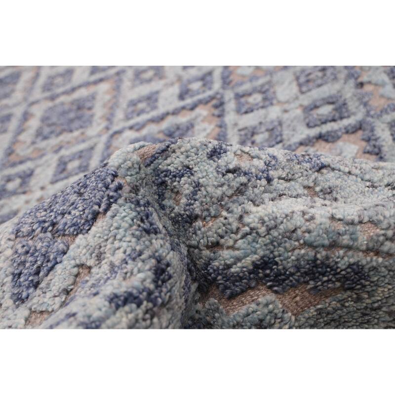 ECARPETGALLERY Hand-knotted Tangier Light Blue Wool Rug - 5'4 x 7'8