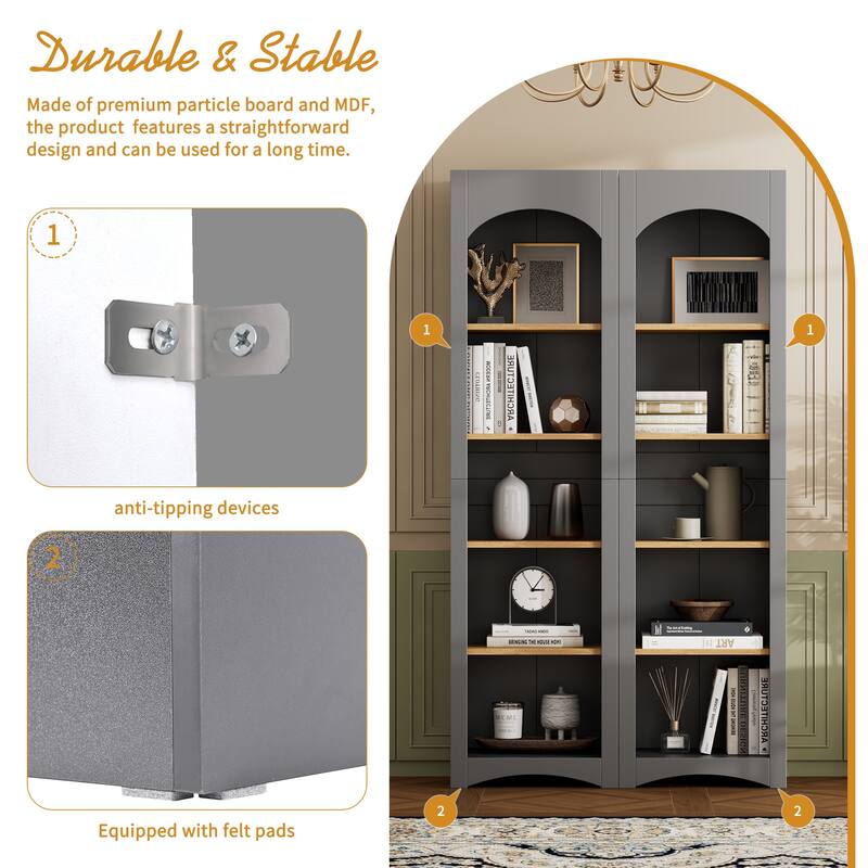 72"Hight Freestanding 5-Tier Bookshelves, Bookcases Set of 2 with Adjustable Shelves
