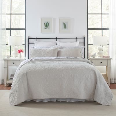 Laura Ashley Felicity Cotton Reversible Grey Quilt Set