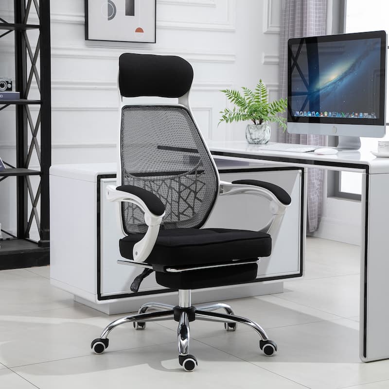 Vinsetto High Back Office Chair with Retractable Footrest