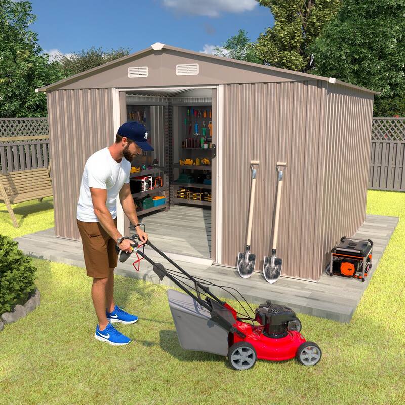 Outdoor Permanent Metal Storage Sheds for Gardening Tools, Patio Sheds Warehouse Vault