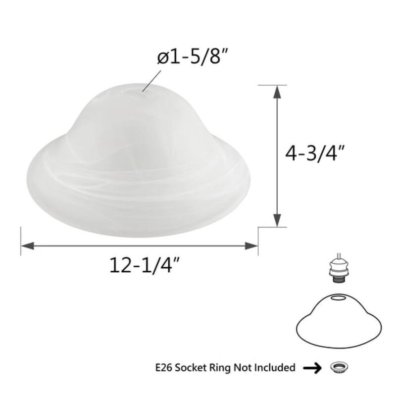 Aspen Creative Torchiere/Swag/Pendant/Island Fixture Glass Shade.Alabaster Finish.4-3/4" Height x 12-1/4" Diameter