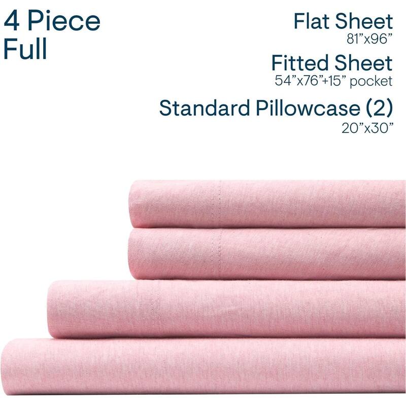 Aeropostale Super Soft Heather Pink Jersey Knit Sheet Set All-Season Comfort - Full