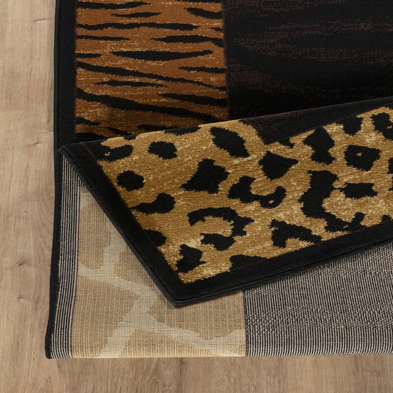 Black 2 ft. x 3 ft. Animal Print Area Rug - 3' x 2'