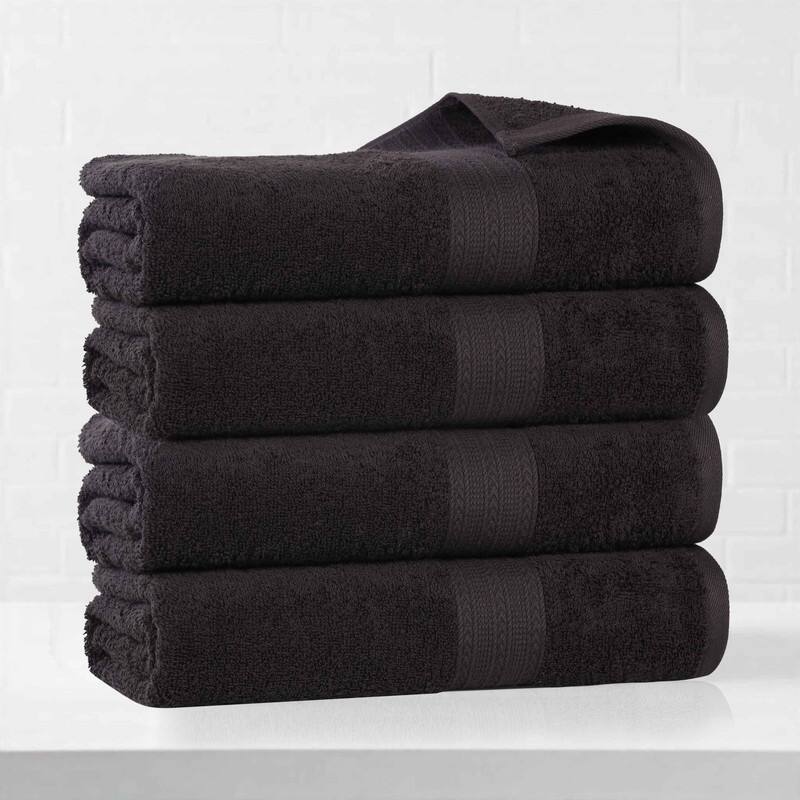 Eco-Friendly Sustainable Cotton Bath Towel by Superior (Set of 4) - Black