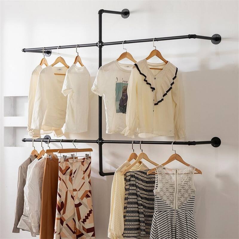 Wall Mounted Garment Rack as Walk-in Closet System - 9.84"D x 48.44"W x 45.28"H