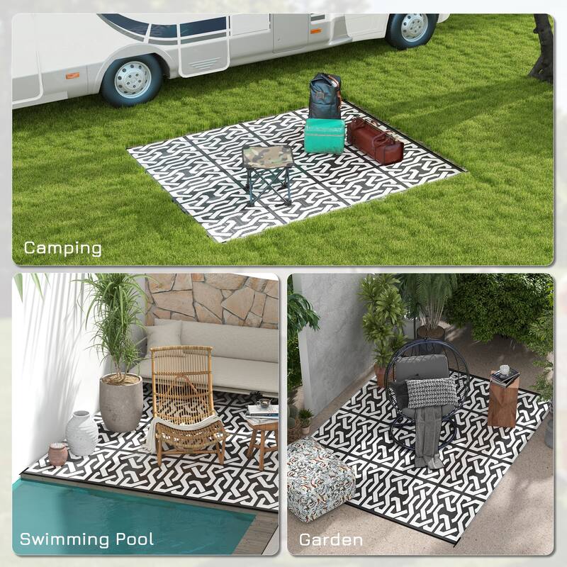 8' x 10' Outdoor Reversible Waterproof Straw Floor Mat with Carry Bag - 8' x 10'