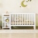 preview thumbnail 2 of 7, White Convertible Crib/Full Size Bed with 3 Layers Changing Table, Adjustable Height and Guardrails