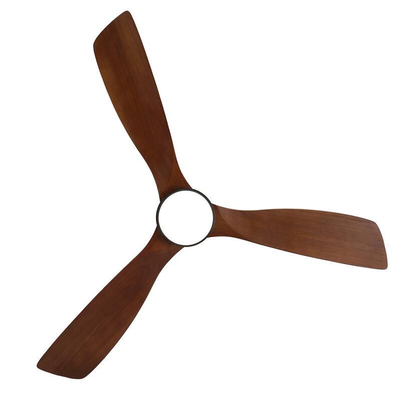 52 Inch Flush Mount Wood Blades White Ceiling Fan Reverse Airflow,6 Wind Speed,Remote Control