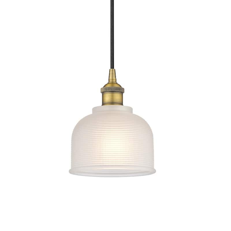 Innovations Lighting 616-1P-9-6 Dayton Pendant Dayton 6" Wide Mini - Brushed Brass / White