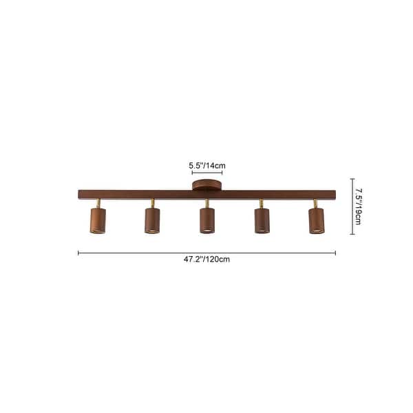 dimension image slide 2 of 3, 4-Light Walnut Wood Grain Adjustable Linear Track Light 39.4in