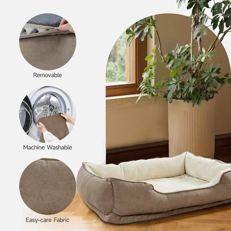 Soft Plush Bolstered Rectangle Dog Bed