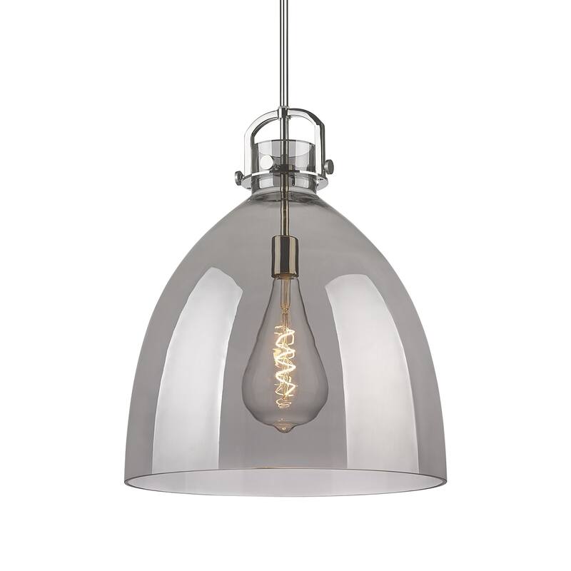 Innovations Lighting 410-1SL-24-18 Newton Bell Pendant Newton Bell 18" - Polished Nickel / Plated Smoke