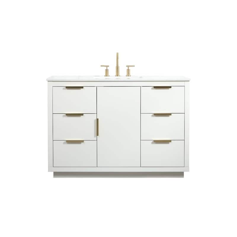 Elegant Lighting VF19448 Blake 48" Free Standing Single Basin Vanity - White - Painted