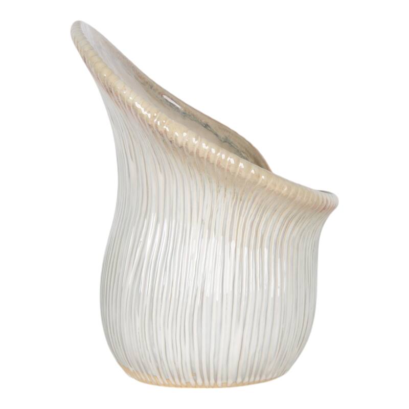 Ceramic Vase Chiseled Sculptural Curved Silhouette Artisan Style