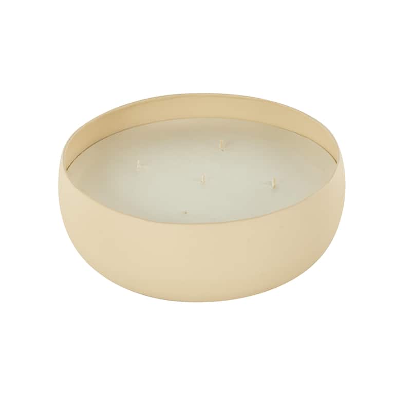 Metal Scented Textured 63oz 5 Wick Decorative Candle with White Wax - Beige, Black or Cream - Roche River Decor - Beige - Eucalyptus Spa Scented