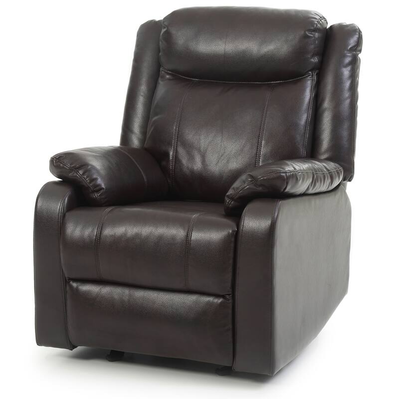 Faux Leather Comfort Rocker Recliner with Steel Frame Mechanism, Padded Arms, Manual Release