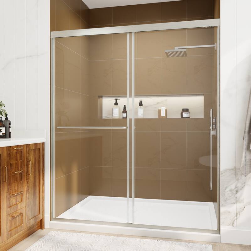 Modland 56-60"x70'' Adjustable Double Sliding Shower Door, 1/4" ANSI Glass with Nano Coating, Framed Bypass Enclosure