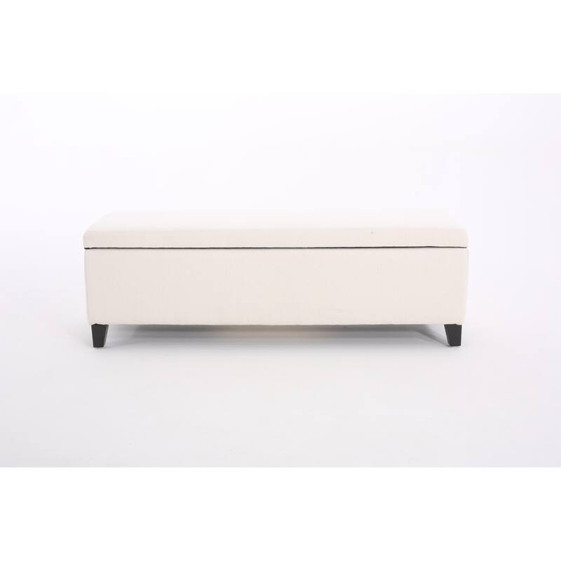 Roomfitters Modern Storage Ottoman Bench with Flip Top and Hidden Compartment, Ideal for Entryway and Living Room, White