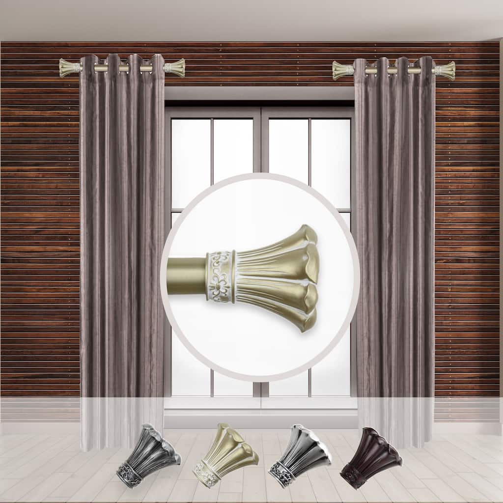 Side Window Curtain Rod Set - 1" Rod, 12-20" Length, Light Gold Finish (2-Pack) - 20