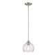 1 Light Pendant in Satin Nickel with Clear Seedy Glass - Satin Nickel - W:7.48*H:52.36