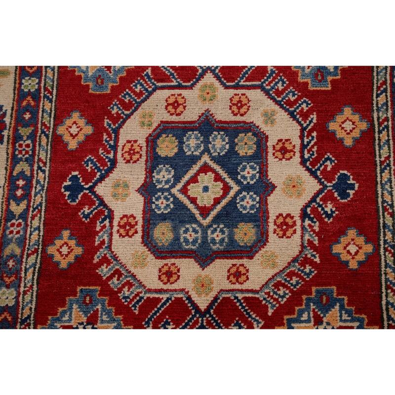 Oriental Red Kazak Accent Rug Handmade Wool Carpet - 3'4" x 4'11"