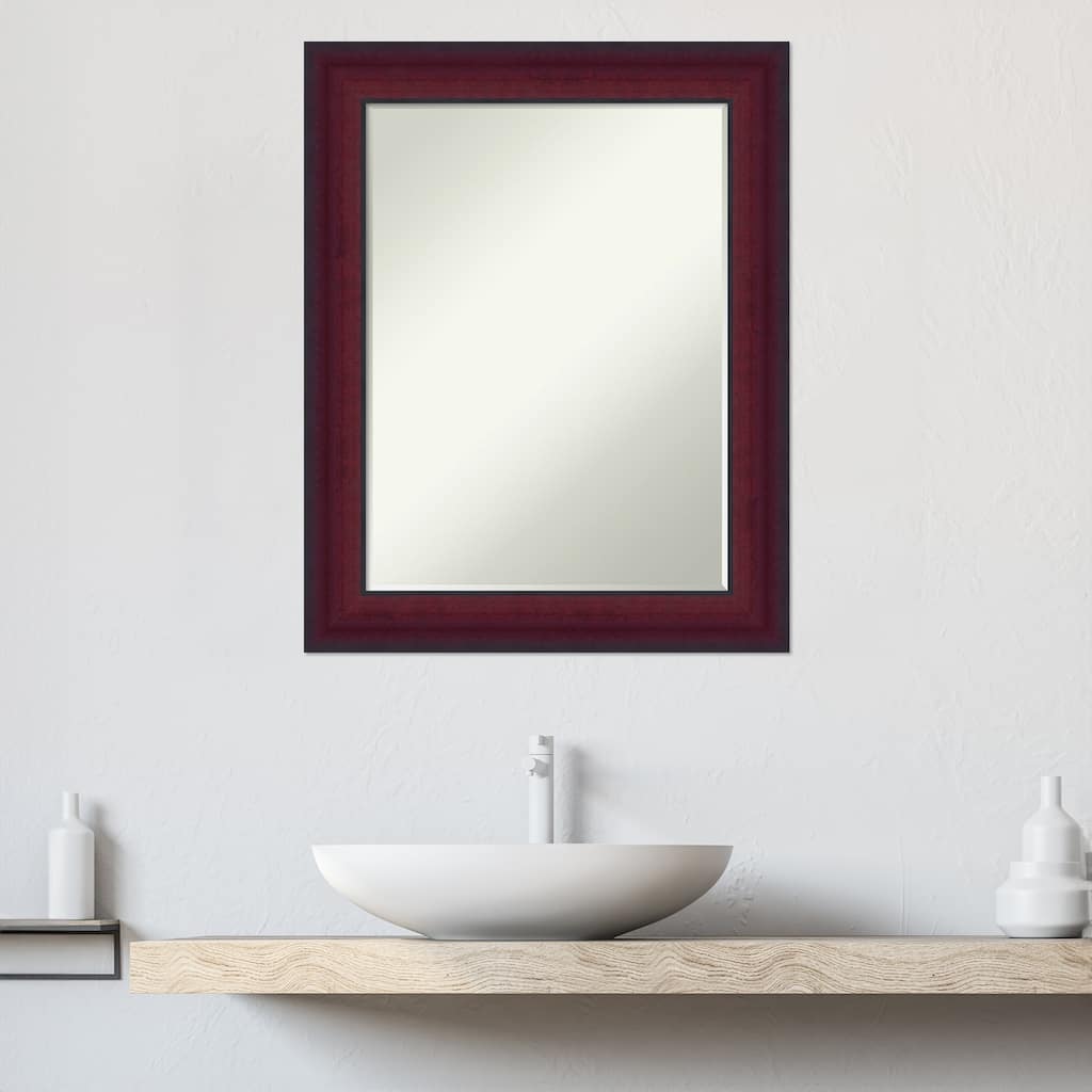 Canterbury Cherry Half-Inch-Beveled Wood Bathroom Wall Mirror - Canterbury Cherry - Glass Size 18x24