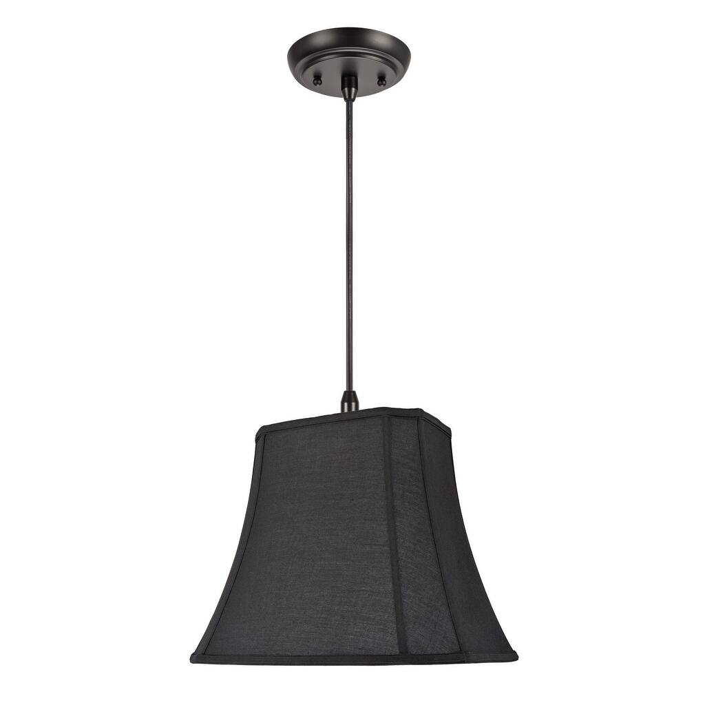 Aspen Creative 1Light Fabric Lamp Shade Hanging Pendant, Black OIL