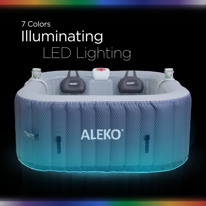 ALEKO Blue Square Inflatable 4 prs Hot Tub with Energy-saving Cover & Jets Lucca Collection