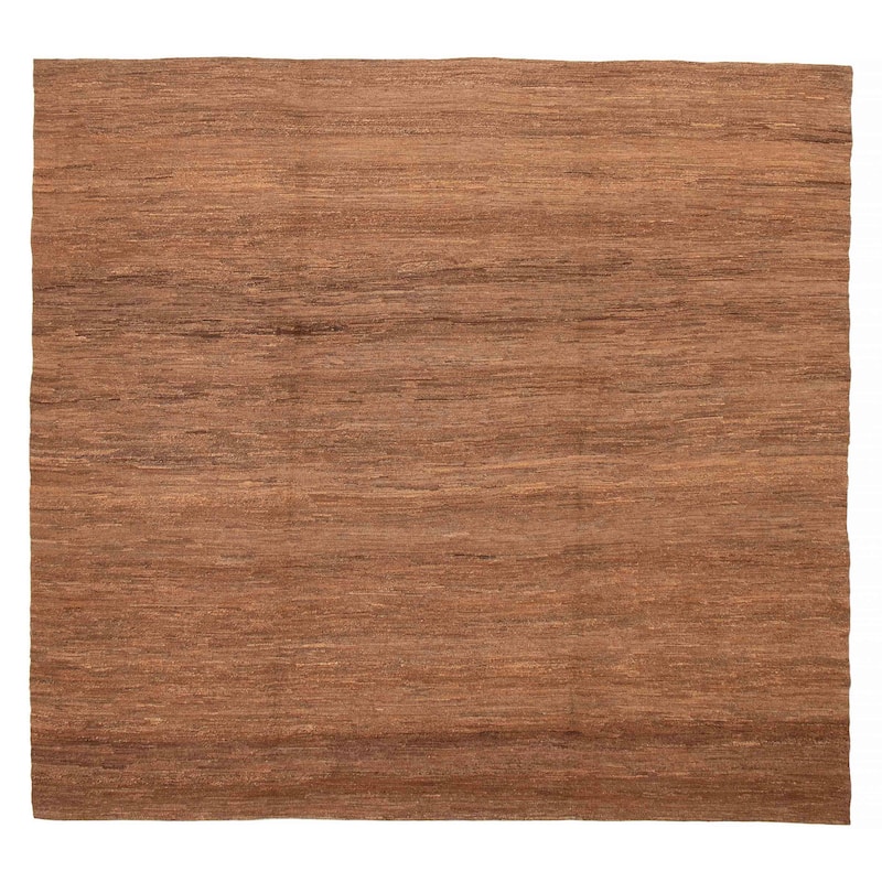 ECARPETGALLERY Flat-Weave Natural Brown Wool Tapestry Kilim - 9'9 x 8'11 - Brown - 9'9 x 8'11