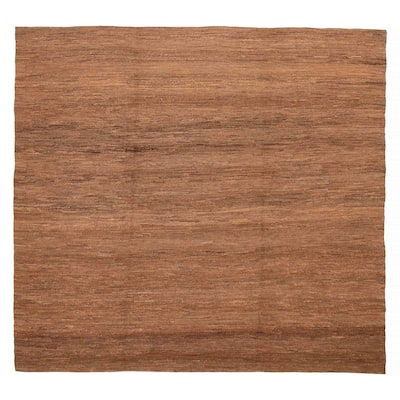 ECARPETGALLERY Flat-Weave Natural Brown Wool Tapestry Kilim - 9'9 x 8'11