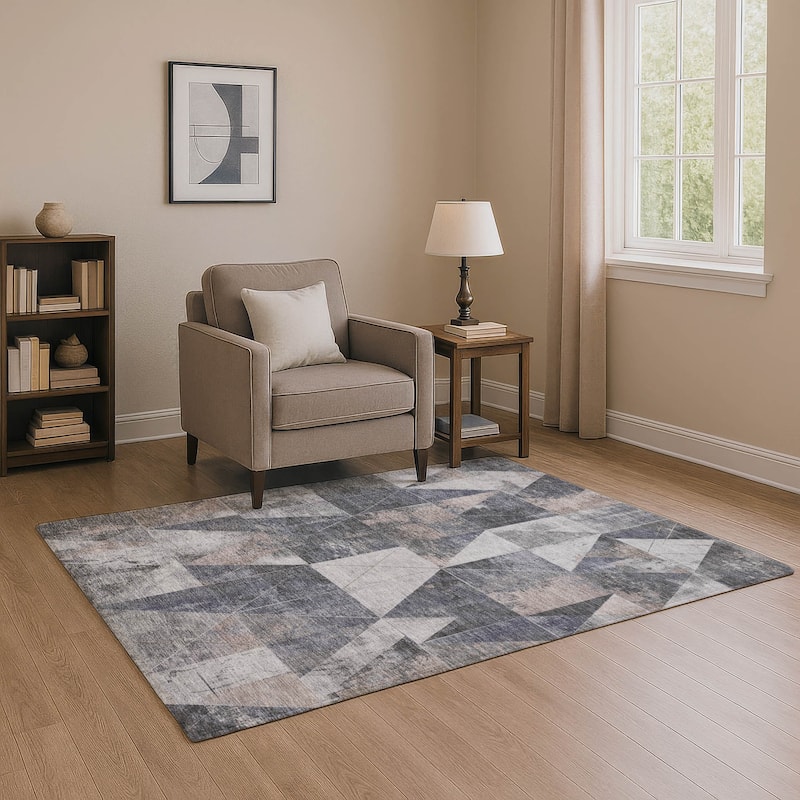 Premium Washable Super Soft Contemporary Mosaic Mayfield Rug - Gray - 2'6" x 3'10"