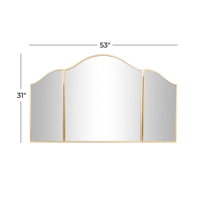 Metal Arched Wall Mirror with Folding Sides - Gold - Roche River Decor - 1"W x 53"L x 31"H